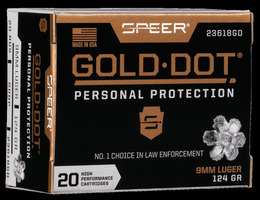 Speer Gold Dot 9mm Ammo 124 Grain HP 20 Round Box