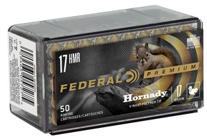 Federal Premium Varmint & Predator 17 HMR 17 gr 2530 fps Hornady V-Max (VMX)