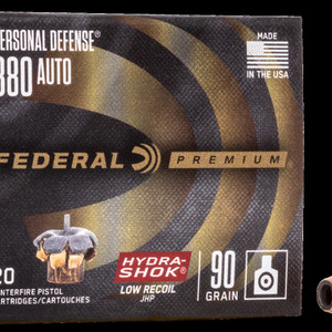 Federal Hydra-Shok Jacketed Hollow Point 20RD 90gr 380 Auto -Nickel Plated Brass